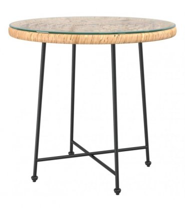 vidaXL Dining Table Ø80 cm Tempered Glass and Steel