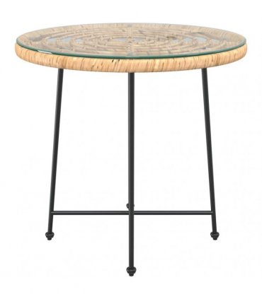 vidaXL Dining Table Ø80 cm Tempered Glass and Steel