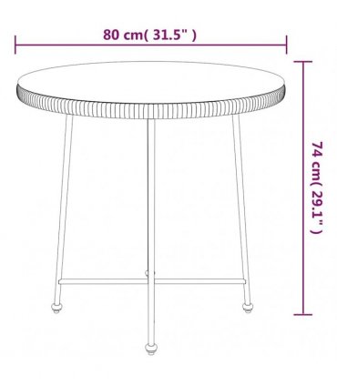 vidaXL Dining Table Ø80 cm Tempered Glass and Steel