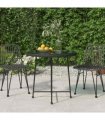 vidaXL Dining Table Black Ø80 cm Tempered Glass and Steel