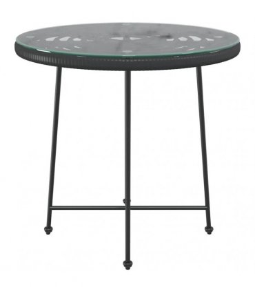 vidaXL Dining Table Black Ø80 cm Tempered Glass and Steel