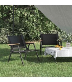 vidaXL Camping Chairs 2 pcs Black 54x43x59 cm Oxford Fabric