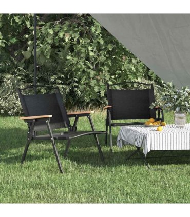 vidaXL Camping Chairs 2 pcs Black 54x43x59 cm Oxford Fabric