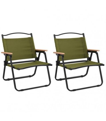 vidaXL Camping Chairs 2 pcs Green 54x43x59 cm Oxford Fabric