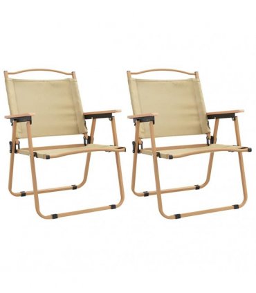 vidaXL Camping Chairs 2 pcs Beige 54x55x78 cm Oxford Fabric