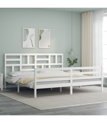 vidaXL Bed Frame without Mattress White 200x200 cm Solid Wood