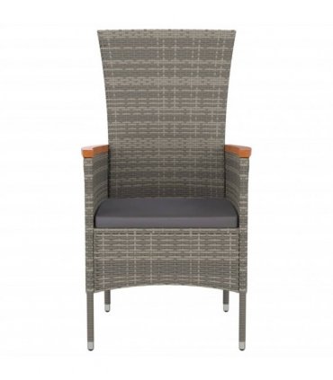 vidaXL Reclining Garden Chairs with Cushions 2 pcs Grey Poly Rattan