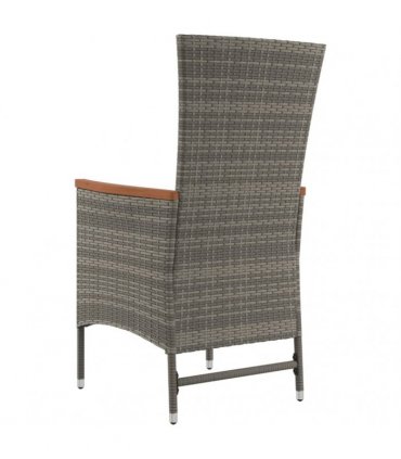 vidaXL Reclining Garden Chairs with Cushions 2 pcs Grey Poly Rattan