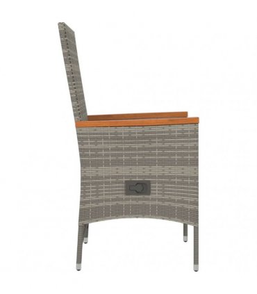 vidaXL Reclining Garden Chairs with Cushions 2 pcs Grey Poly Rattan