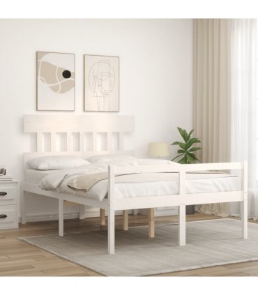 vidaXL Senior Bed without Mattress White 140x190 cm Solid Wood