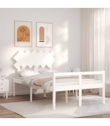 vidaXL Senior Bed without Mattress White Double Solid Wood
