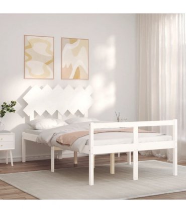 vidaXL Senior Bed without Mattress White Double Solid Wood