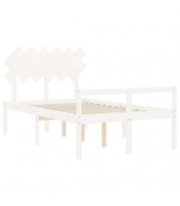 vidaXL Senior Bed without Mattress White Double Solid Wood