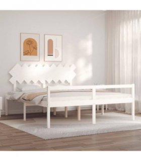 vidaXL Senior Bed without Mattress White Super King Size Solid Wood