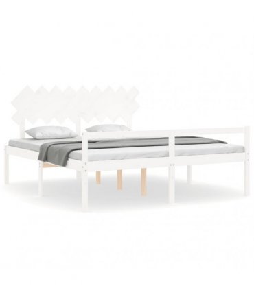 vidaXL Senior Bed without Mattress White Super King Size Solid Wood