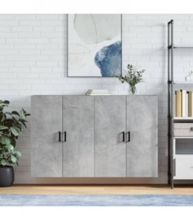 vidaXL Wall Mounted Cabinets 2 pcs Concrete Grey 69,5x34x90 cm