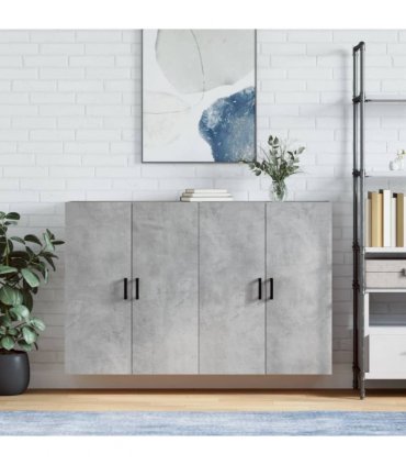 vidaXL Wall Mounted Cabinets 2 pcs Concrete Grey 69,5x34x90 cm