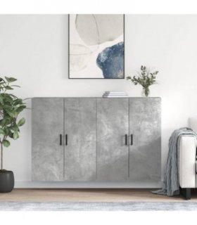 vidaXL Wall Mounted Cabinets 2 pcs Concrete Grey 69,5x34x90 cm