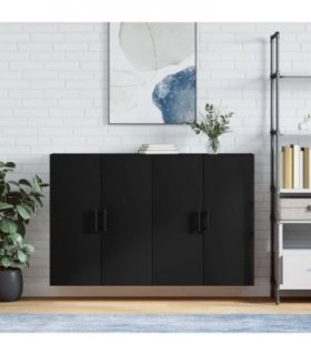 vidaXL Wall Mounted Cabinets 2 pcs Black 69,5x34x90 cm