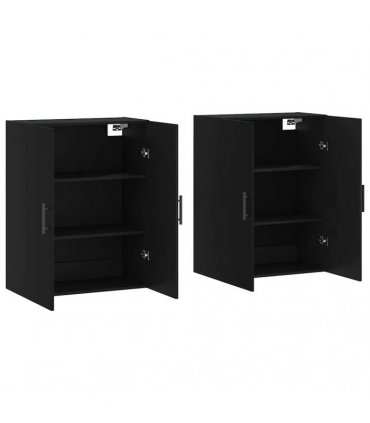 vidaXL Wall Mounted Cabinets 2 pcs Black 69,5x34x90 cm