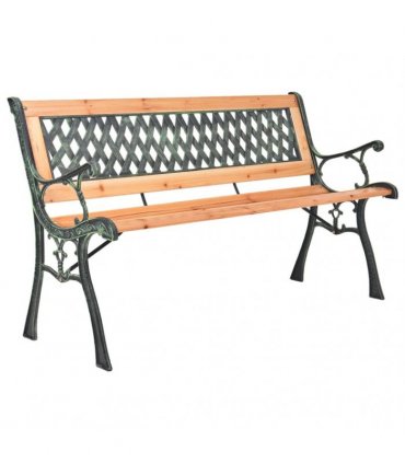 vidaXL Garden Bench 116 cm Cast Iron and Solid Wood Fir