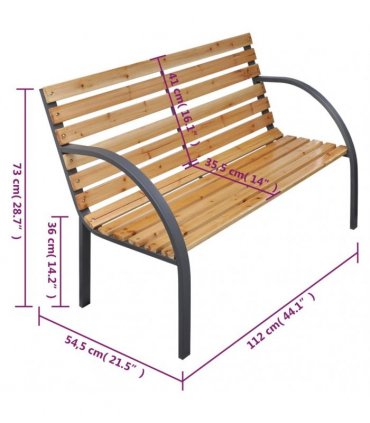 vidaXL Garden Bench 112 cm Solid Wood Fir