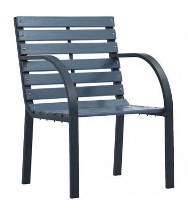vidaXL Garden Chairs 2 pcs Grey Solid Wood Fir and Powder-coated Steel