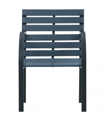 vidaXL Garden Chairs 2 pcs Grey Solid Wood Fir and Powder-coated Steel