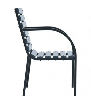 vidaXL Garden Chairs 2 pcs Grey Solid Wood Fir and Powder-coated Steel