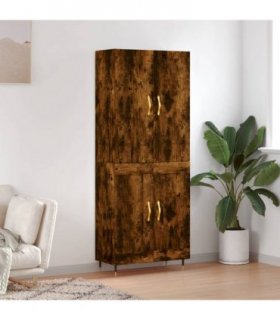 vidaXL Highboard Smoked Oak 69,5x34x180 cm Engineered Wood