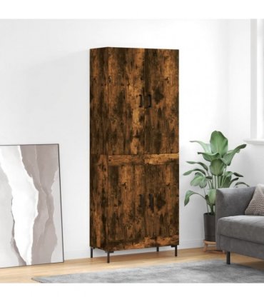 vidaXL Highboard Smoked Oak 69,5x34x180 cm Engineered Wood