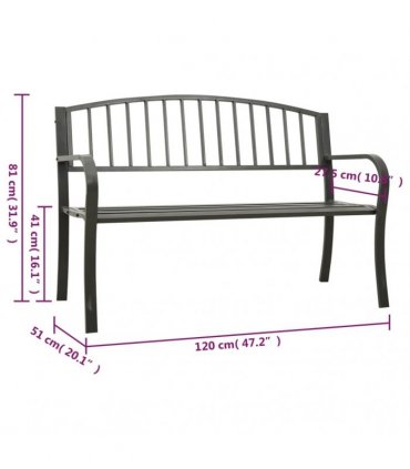 vidaXL Garden Bench Grey 120 cm Steel