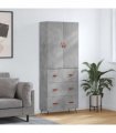vidaXL Highboard Concrete Grey 69,5x34x180 cm Engineered Wood
