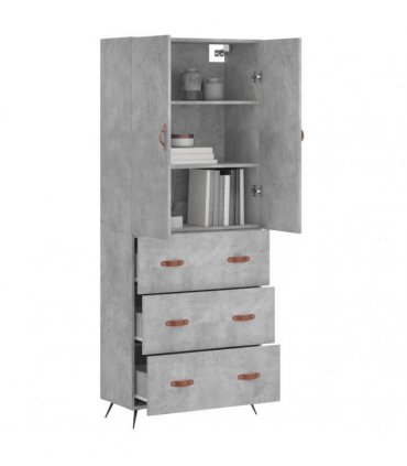 vidaXL Highboard Concrete Grey 69,5x34x180 cm Engineered Wood