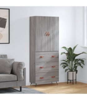 vidaXL Highboard Grey Sonoma 69,5x34x180 cm Engineered Wood