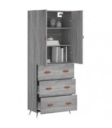 vidaXL Highboard Grey Sonoma 69,5x34x180 cm Engineered Wood