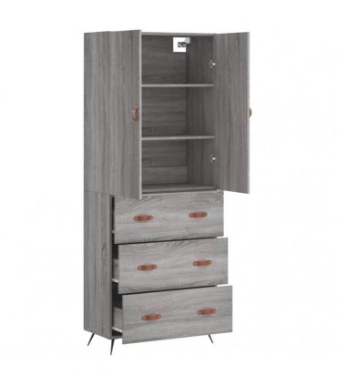 vidaXL Highboard Grey Sonoma 69,5x34x180 cm Engineered Wood
