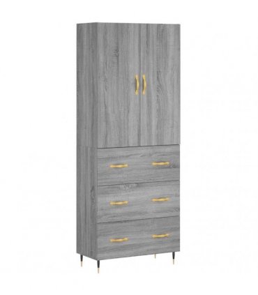 vidaXL Highboard Grey Sonoma 69,5x34x180 cm Engineered Wood