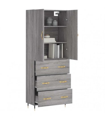 vidaXL Highboard Grey Sonoma 69,5x34x180 cm Engineered Wood