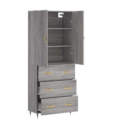 vidaXL Highboard Grey Sonoma 69,5x34x180 cm Engineered Wood