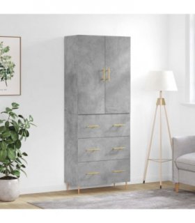 vidaXL Highboard Concrete Grey 69,5x34x180 cm Engineered Wood