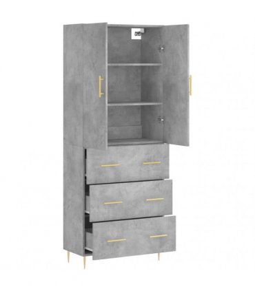 vidaXL Highboard Concrete Grey 69,5x34x180 cm Engineered Wood