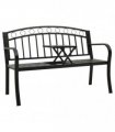 vidaXL Garden Bench with Table Black 120 cm Steel