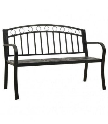 vidaXL Garden Bench with Table Black 120 cm Steel