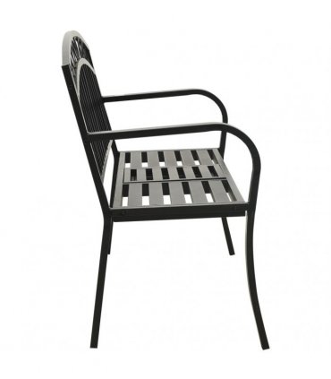 vidaXL Garden Bench with Table Black 120 cm Steel