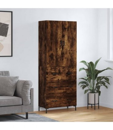 vidaXL Highboard Smoked Oak 69,5x34x180 cm Engineered Wood