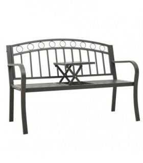 vidaXL Garden Bench with Table Grey 120 cm Steel