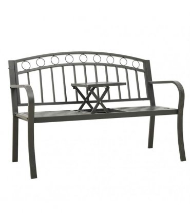vidaXL Garden Bench with Table Grey 120 cm Steel