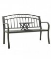 vidaXL Garden Bench with Table Grey 120 cm Steel