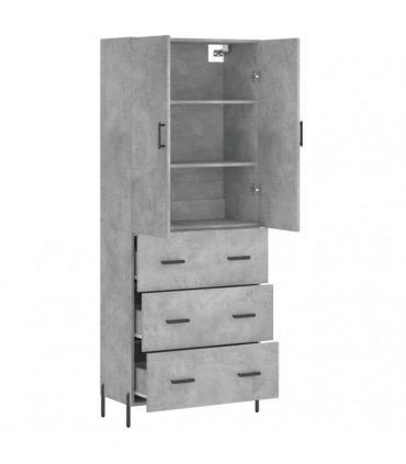 vidaXL Highboard Concrete Grey 69,5x34x180 cm Engineered Wood